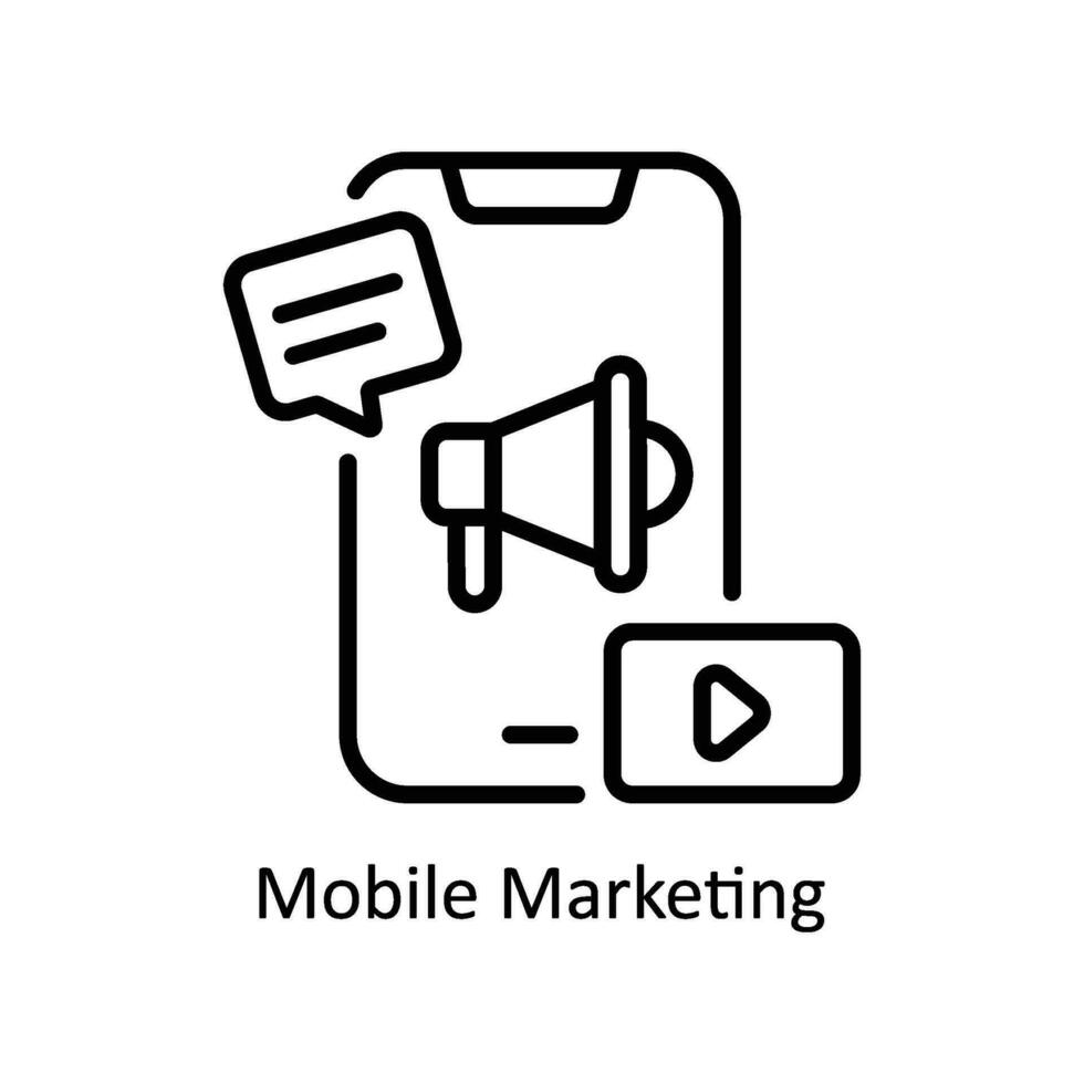 Mobile Marketing vector   outline  Icon Design illustration. Business And Management Symbol on White background EPS 10 File