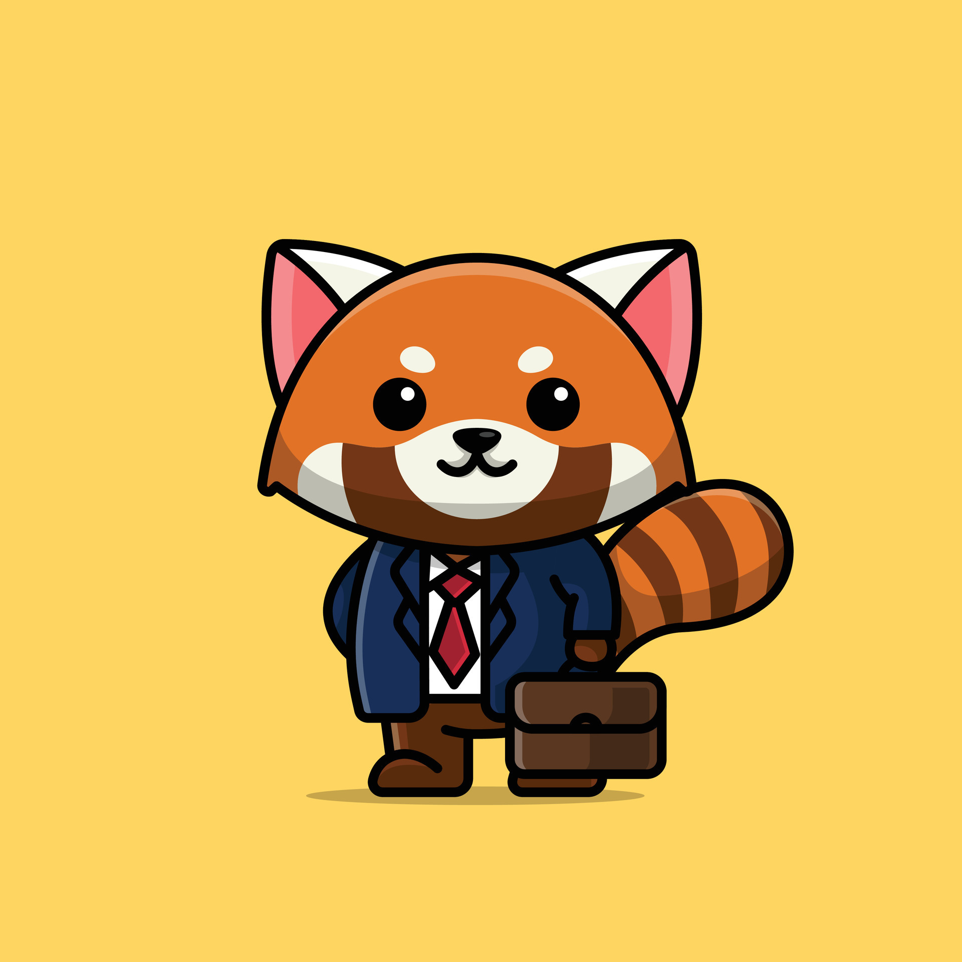 Cute manager red panda cartoon vector illustration animal proffession ...