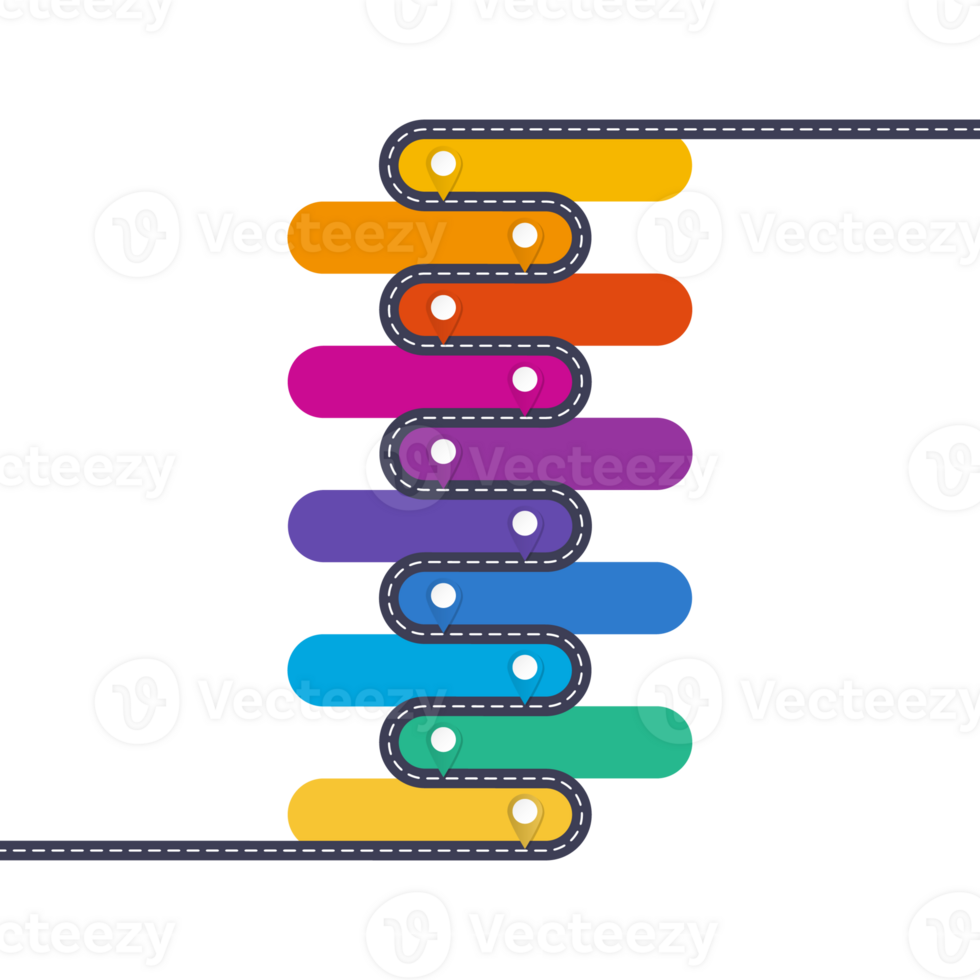 estrada caminho infográfico do 10 passos e o negócio ícones para finança processo passos. png