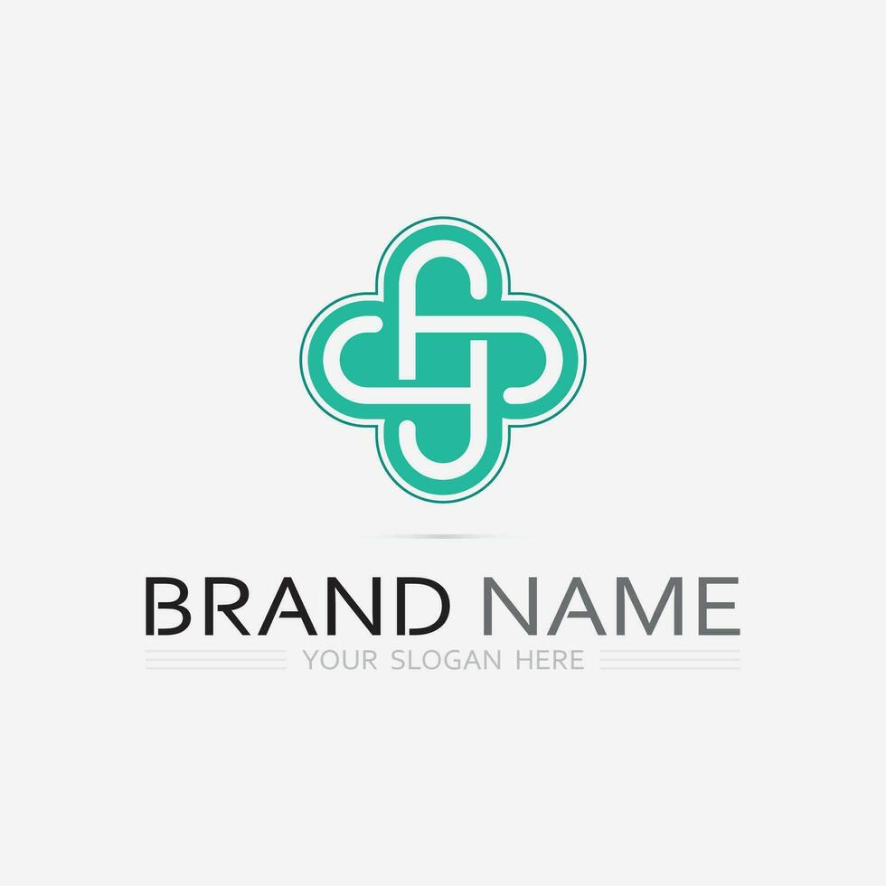 hospital and health care logo design vector cross logo design graphic