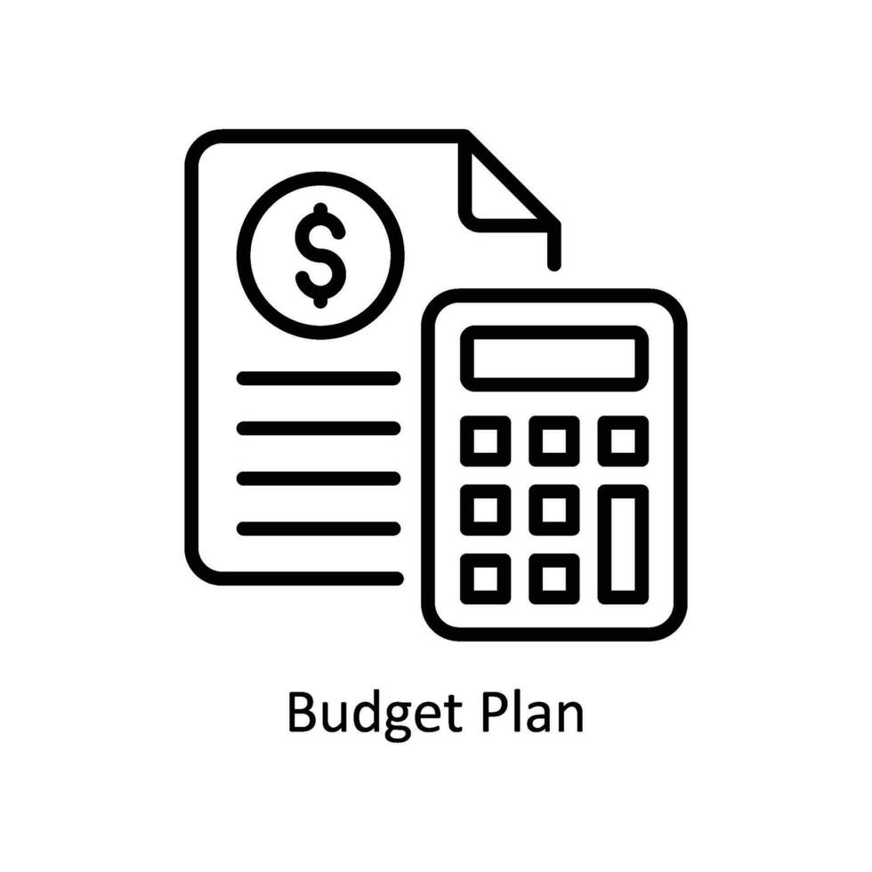 presupuesto plan vector contorno icono diseño ilustración. negocio y administración símbolo en blanco antecedentes eps 10 archivo