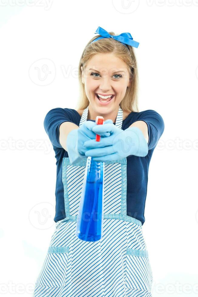 Cute housewife cleaning photo