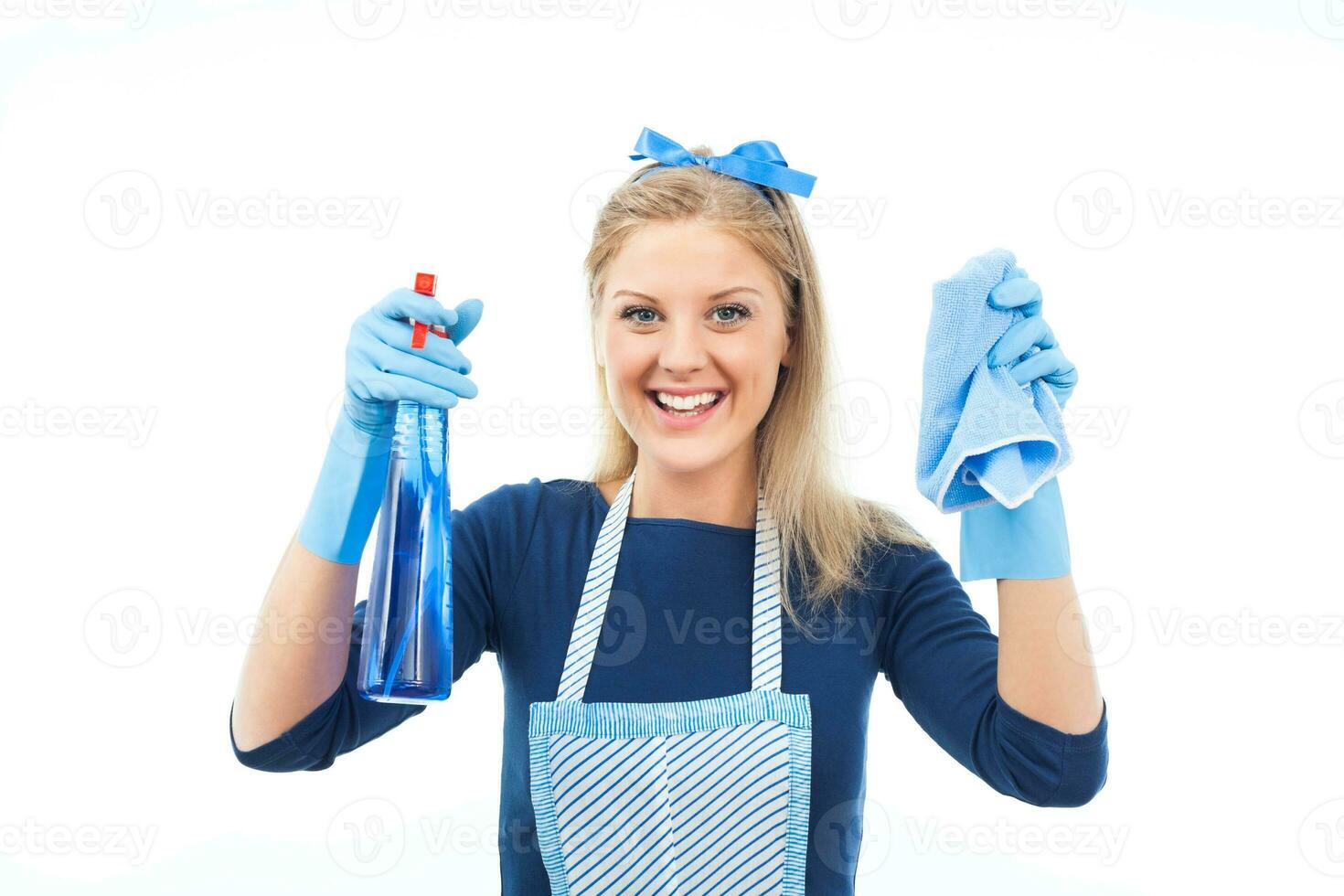 Cute housewife cleaning photo