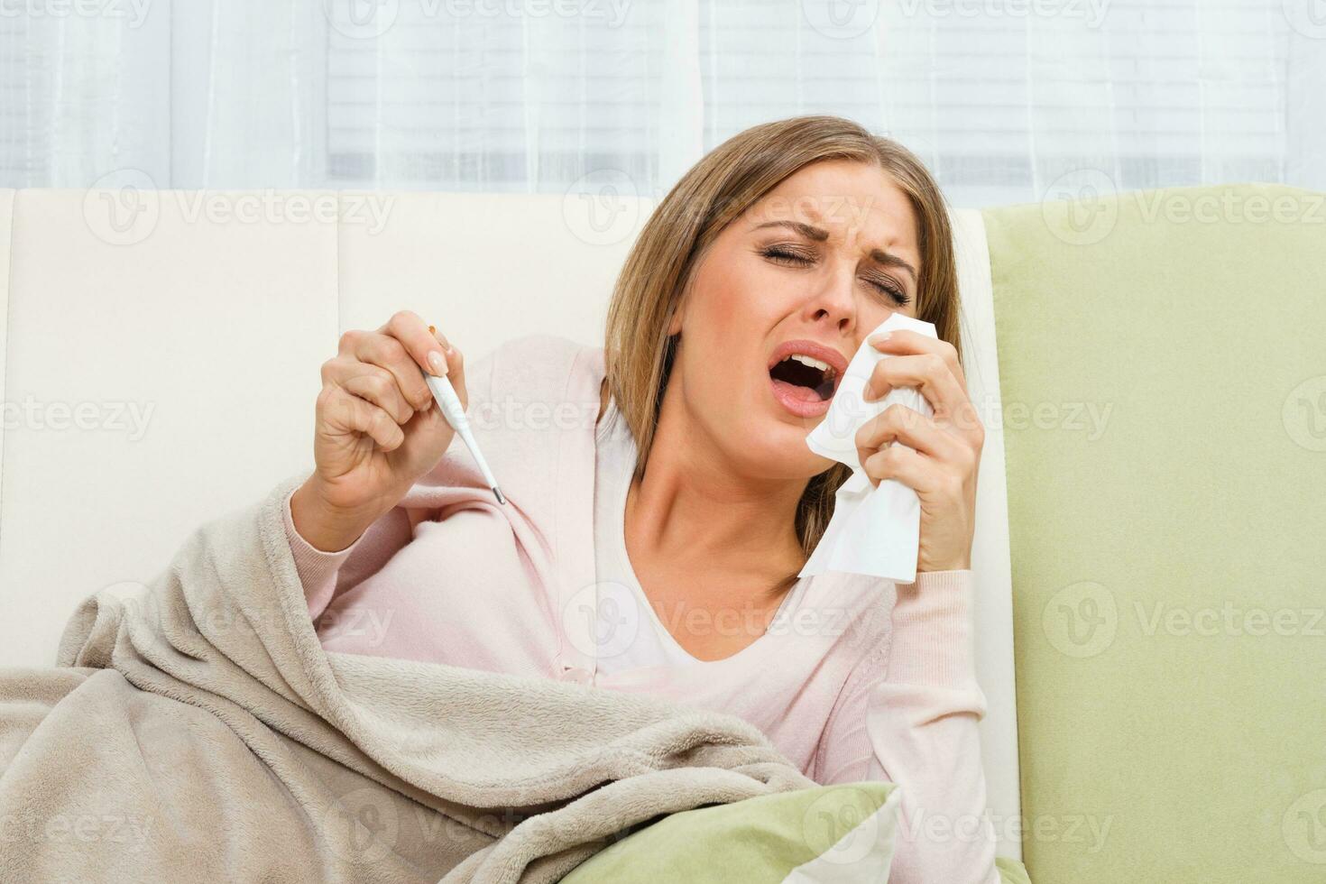 Woman having flu photo