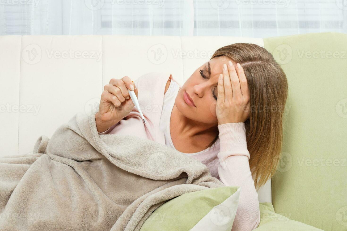 Woman having flu photo