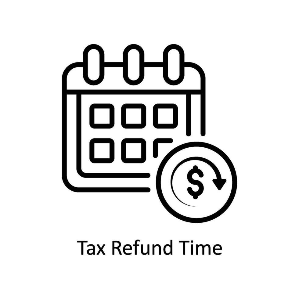 Tax Refund Time  vector  outline Icon  Design illustration. Business And Management Symbol on White background EPS 10 File