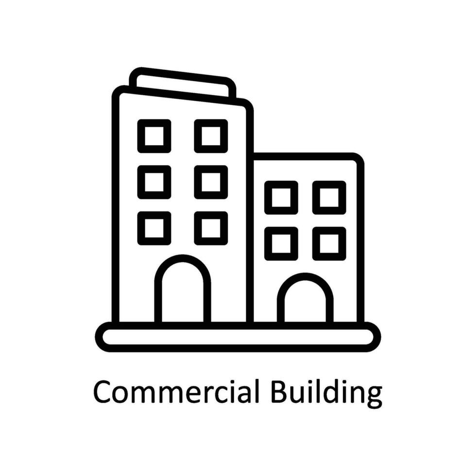 comercial edificio vector contorno icono diseño ilustración. negocio y administración símbolo en blanco antecedentes eps 10 archivo