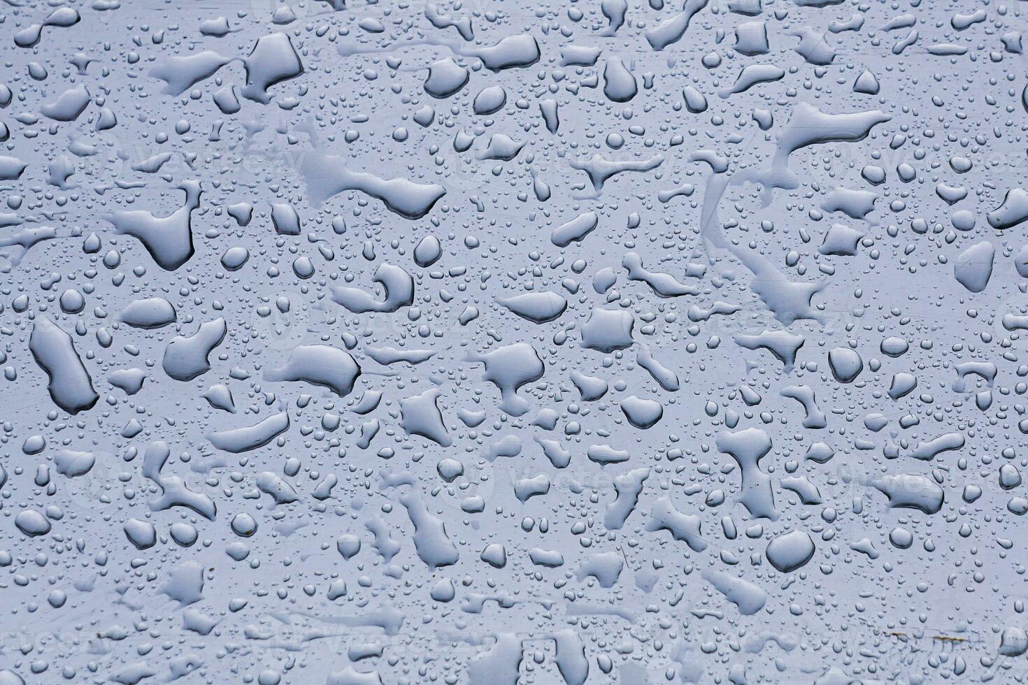 raindrops on the window in rainy days, abstract and blue background photo