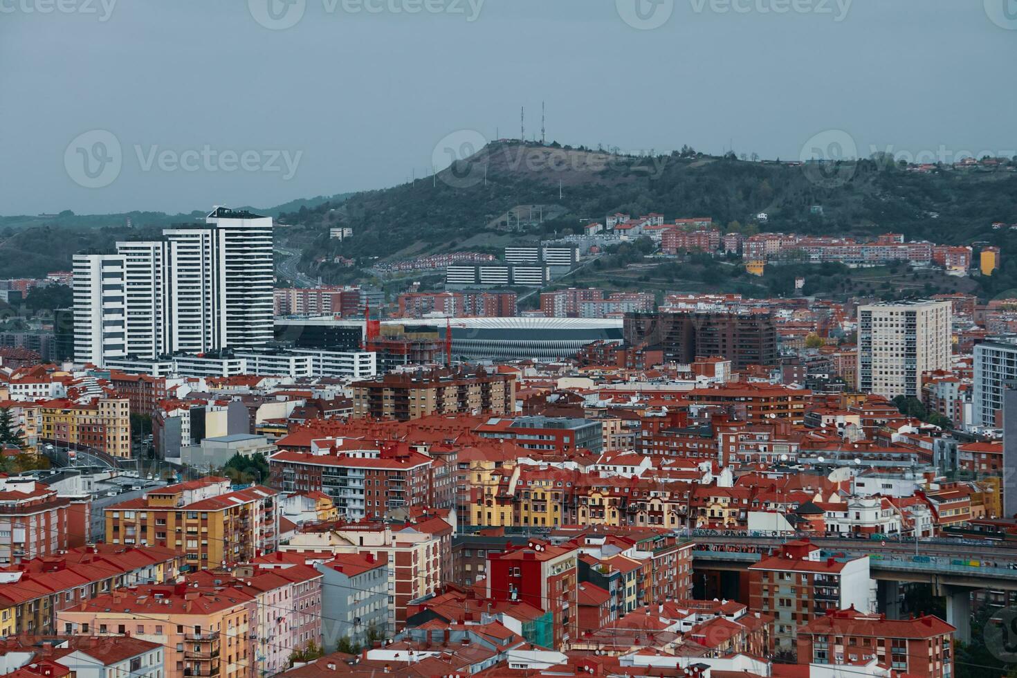 aerial view of Bilbao city, basque country, Spain. travel destination photo