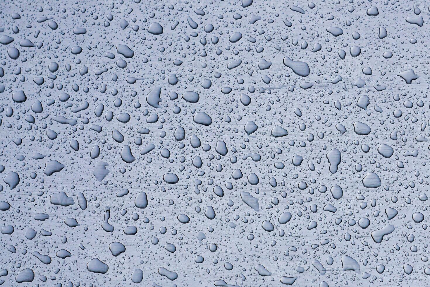 raindrops on the window in rainy days, abstract and blue background photo