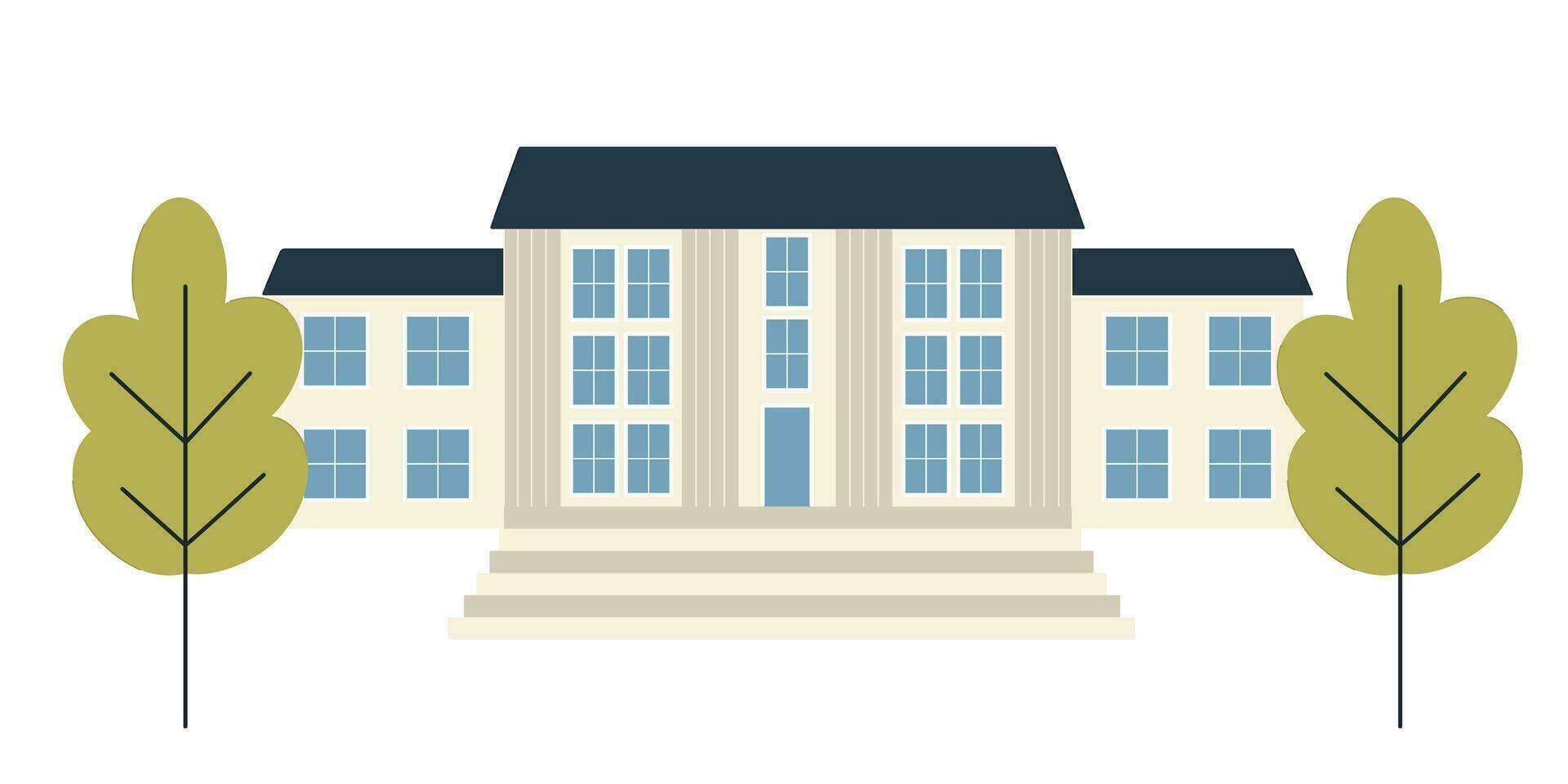 School or University Building Vector Illustration in Flat style