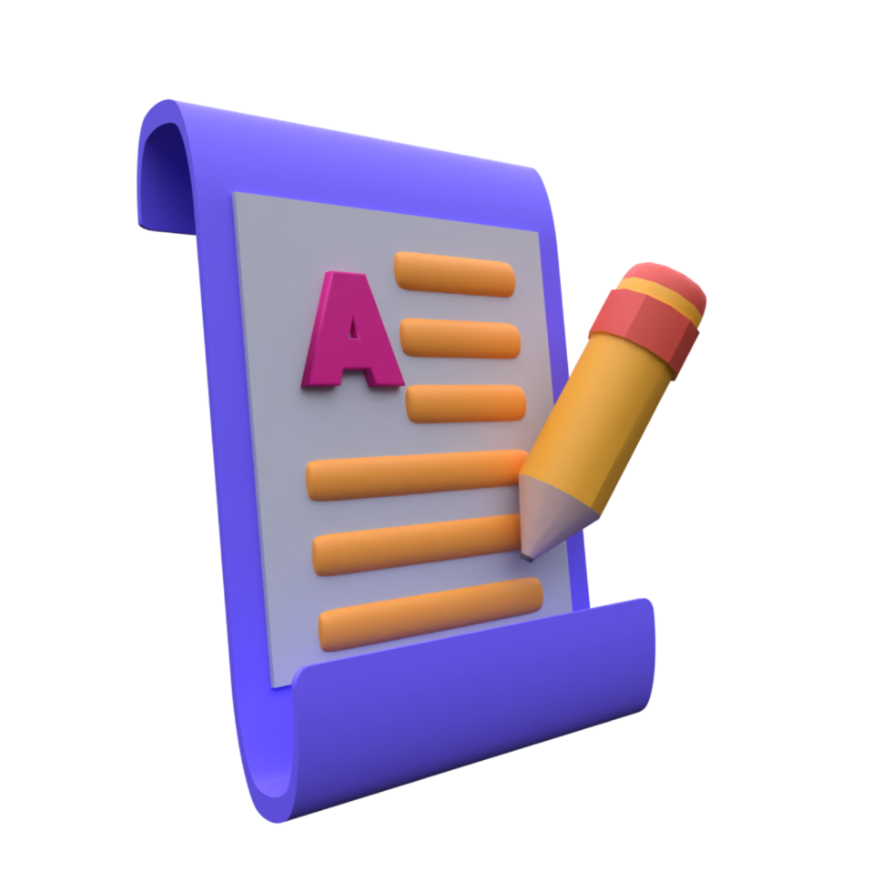 unique 3d rendering articles file document icon simple.Realistic vector illustration. png