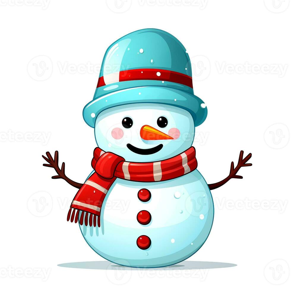 AI generated Funny Christmas Snowman. Clipart. AI generated. photo