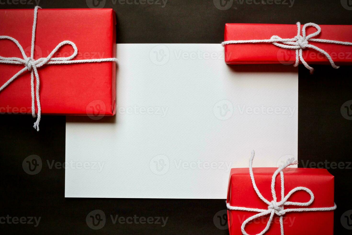 Christmas gift box winter new year concept. Flat lay top view photo