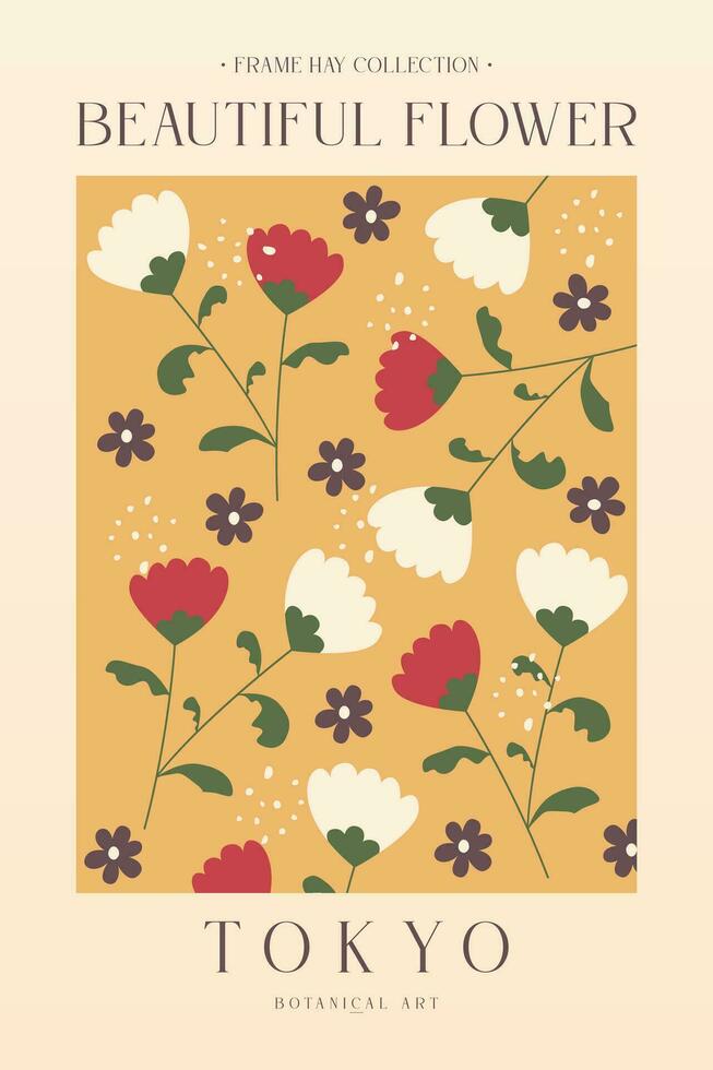 Vintage Flower Wall Decoration Poster vector