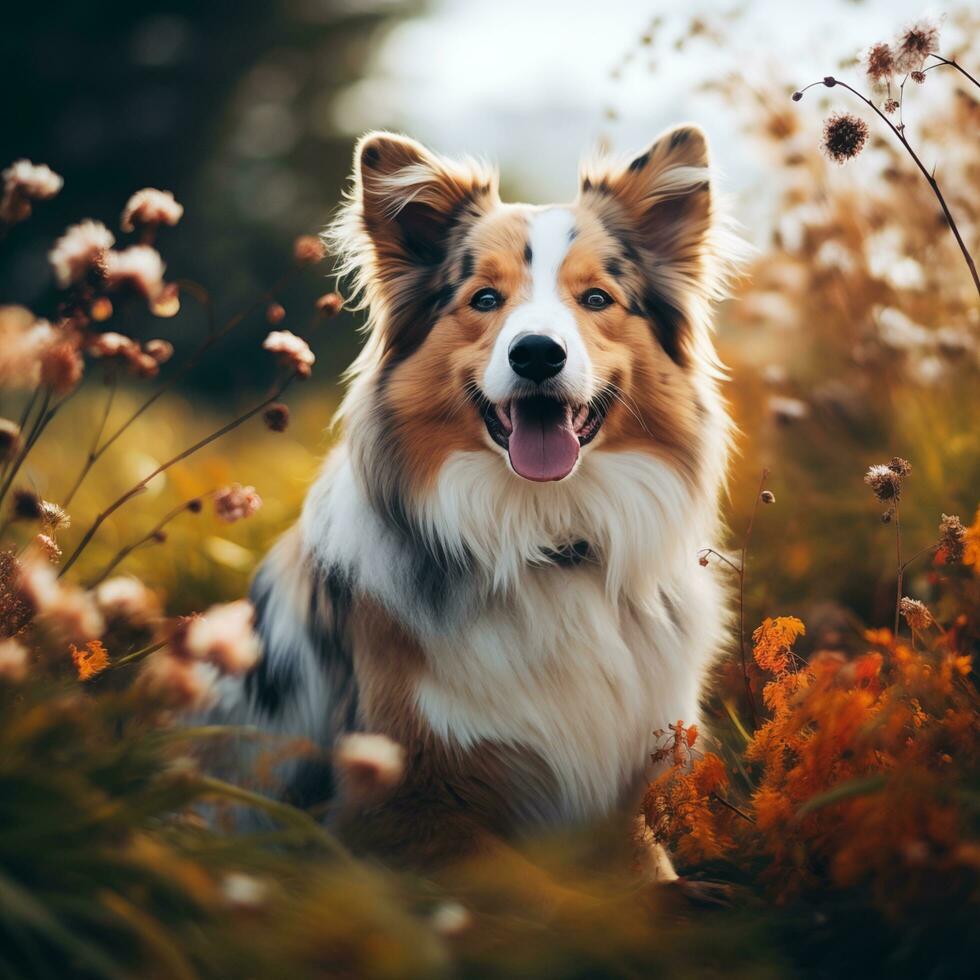 AI generated Beautiful dog in nature background AI generated photo