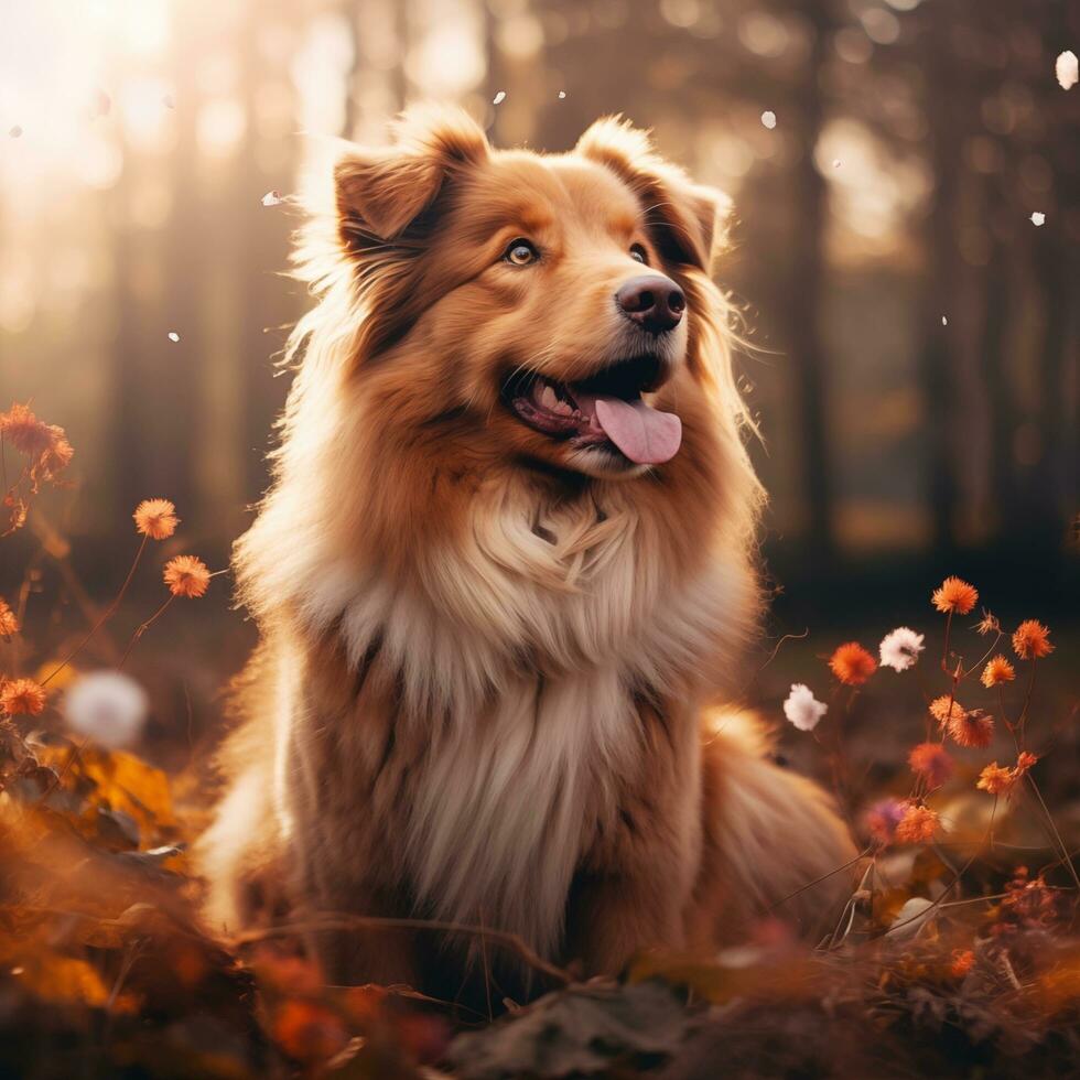 AI generated Beautiful dog in nature background AI generated photo