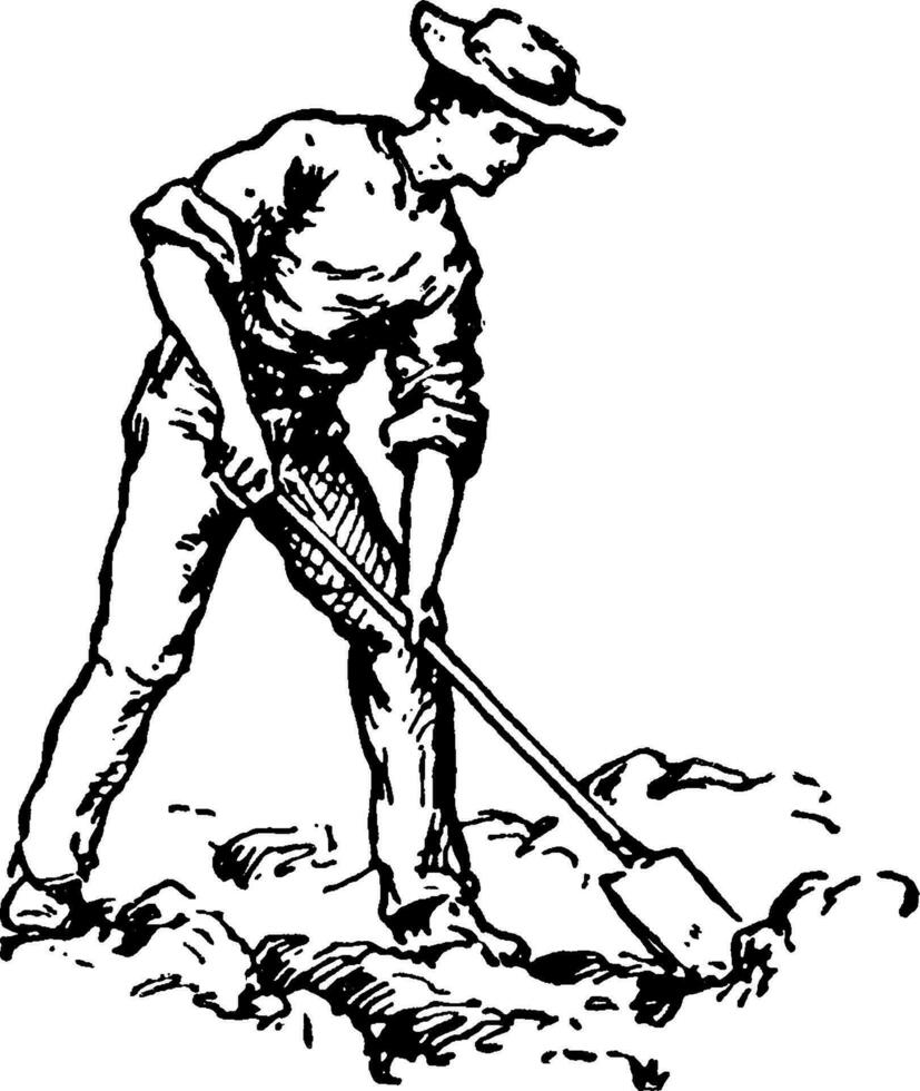 Man Digging, vintage illustration vector