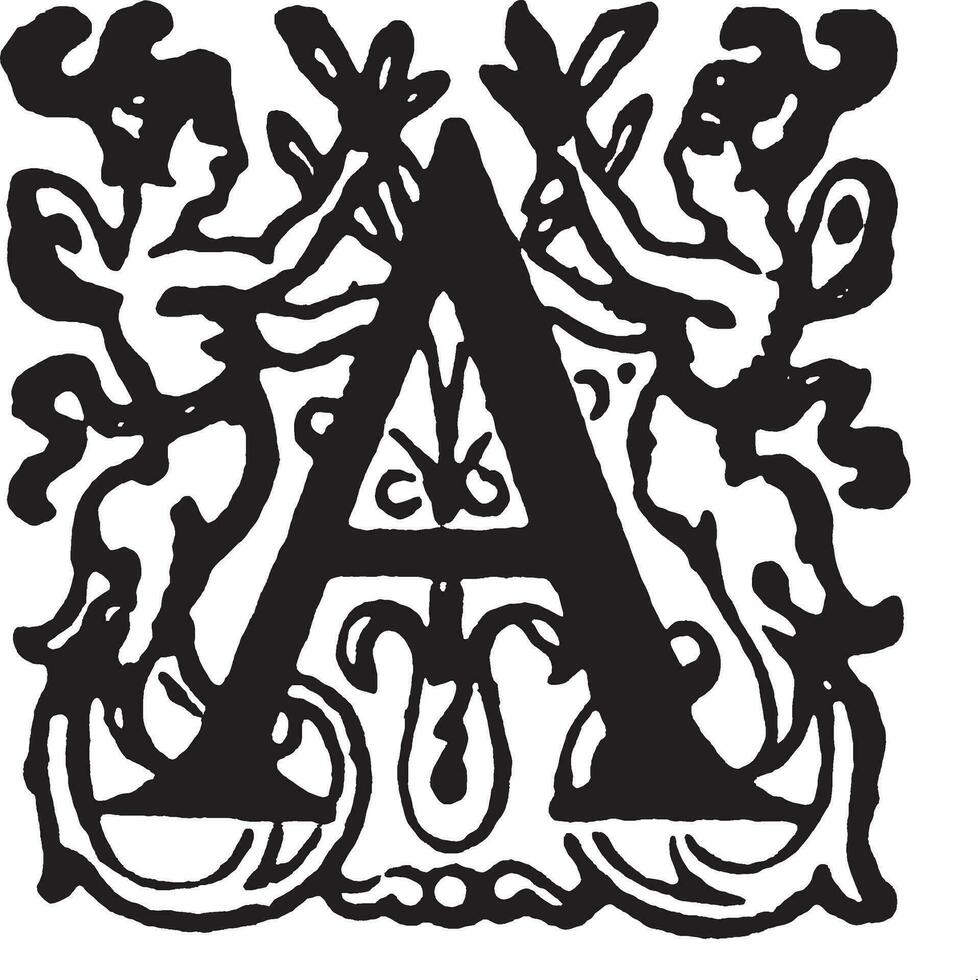 A, Ornate initial, vintage illustration vector