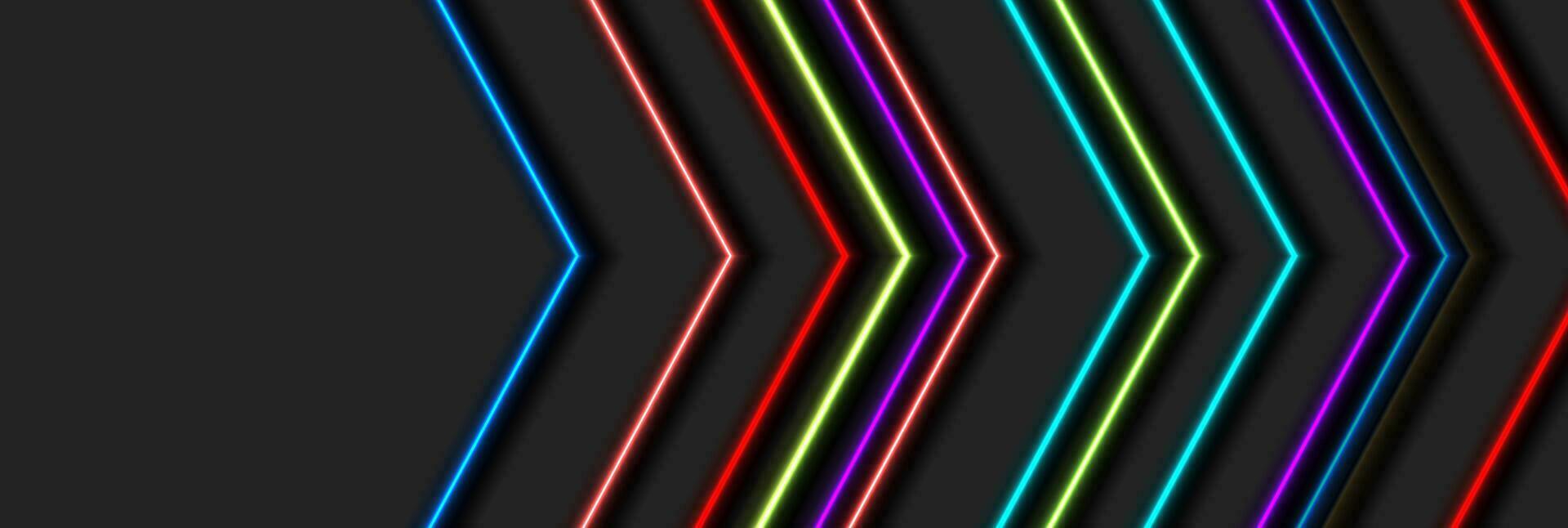 Technology abstract background with multicolored neon arrows vector