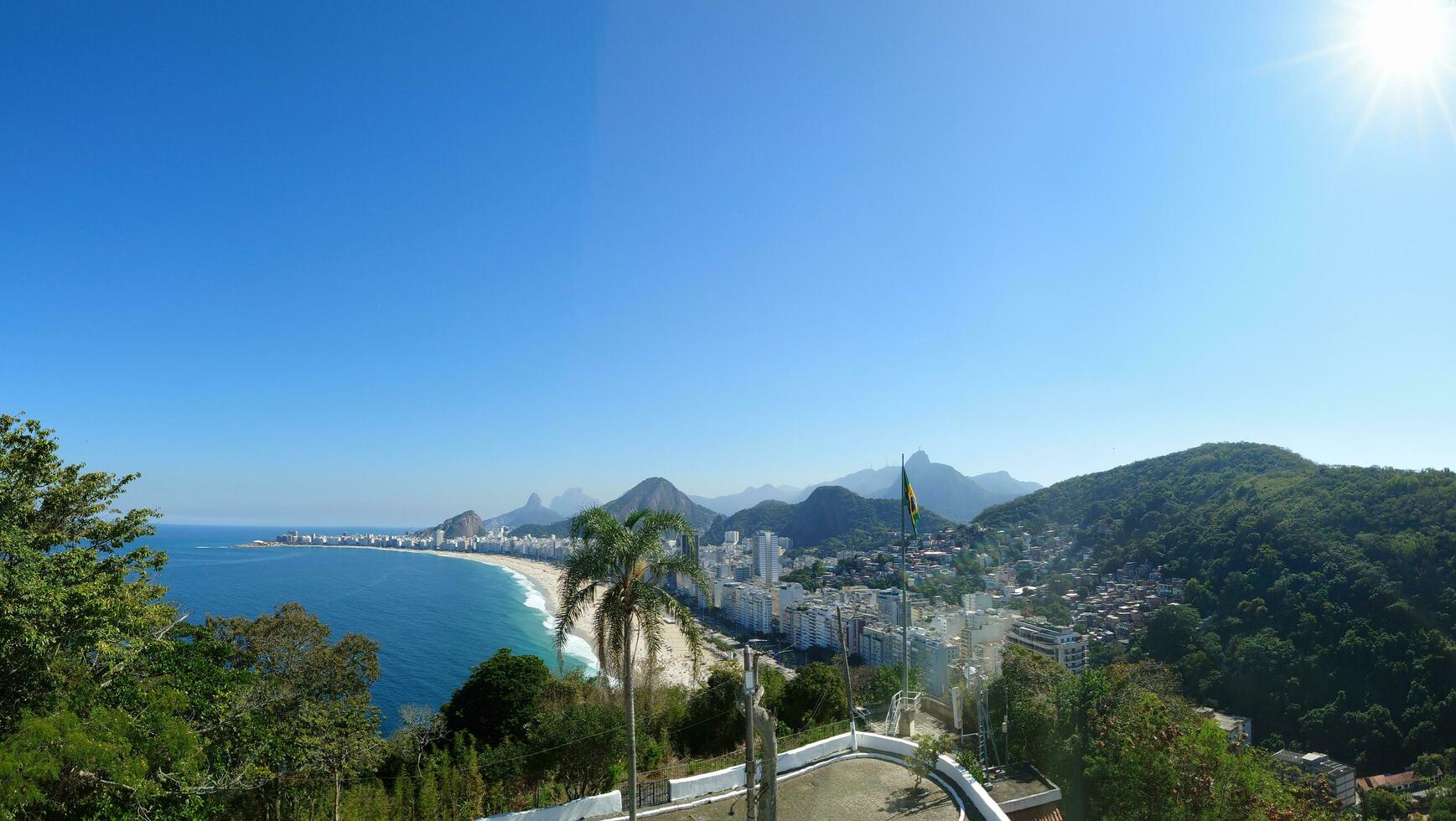 Leme Fort with aerial view of Copacabana beach of rio de janeiro brazil photo