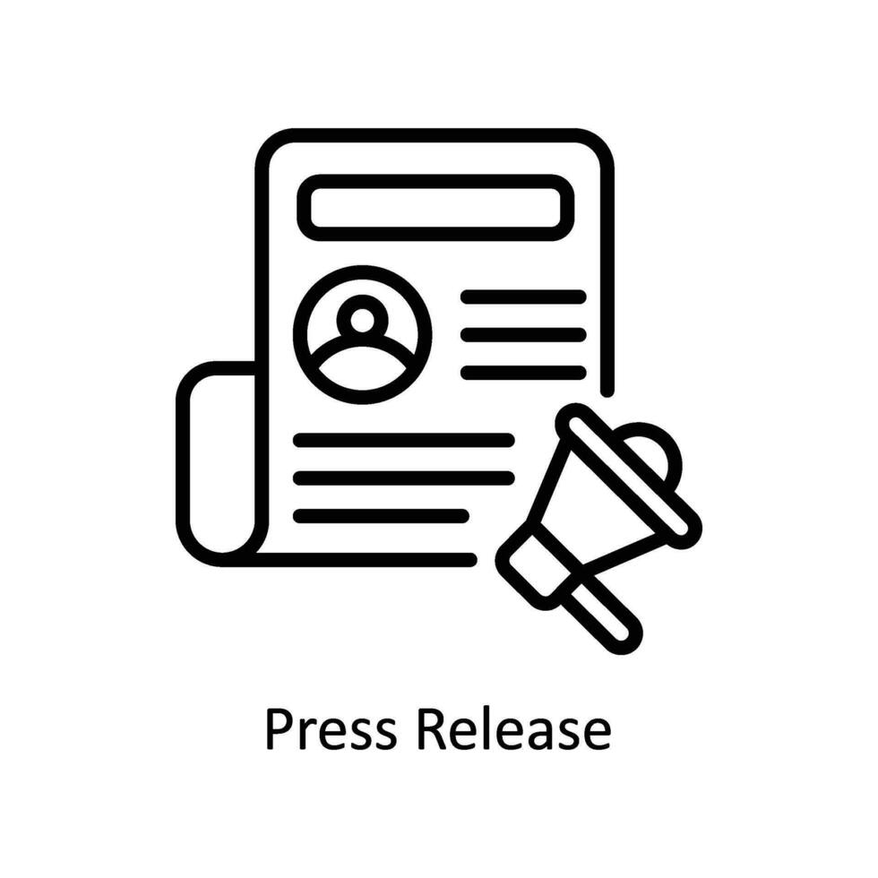 prensa lanzamiento vector contorno icono diseño ilustración. negocio y administración símbolo en blanco antecedentes eps 10 archivo