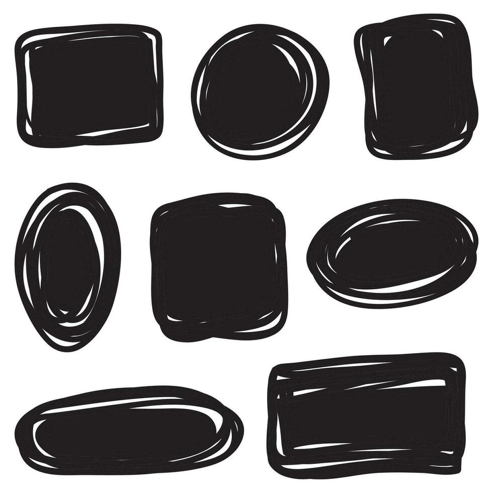 Set of Torn Paper Frames. Vector Collage Shape of Black Ripped Papers Silhouettes isolated on white background.