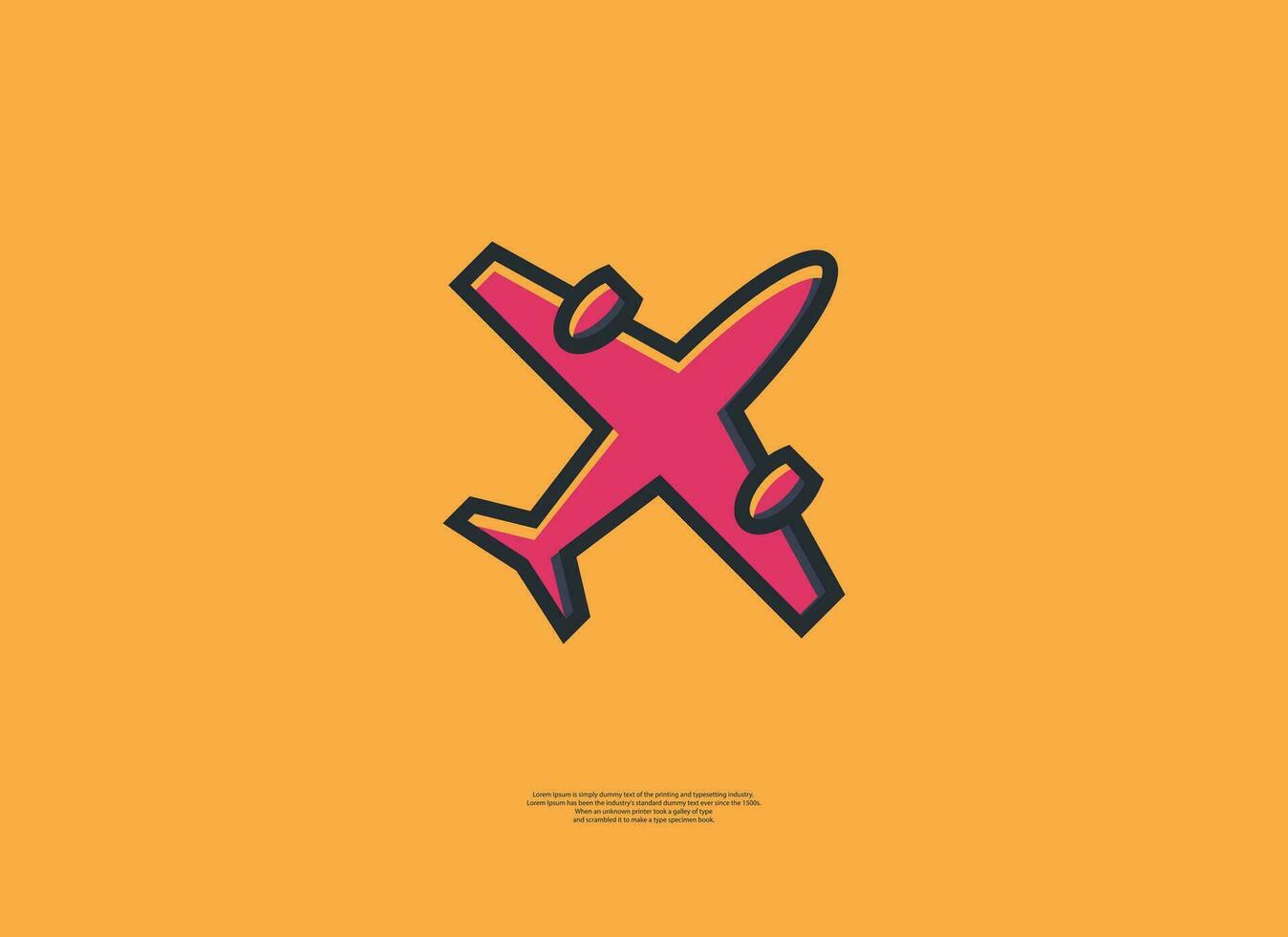 ilustración vector gráfico de icono avión con estilo minimalista