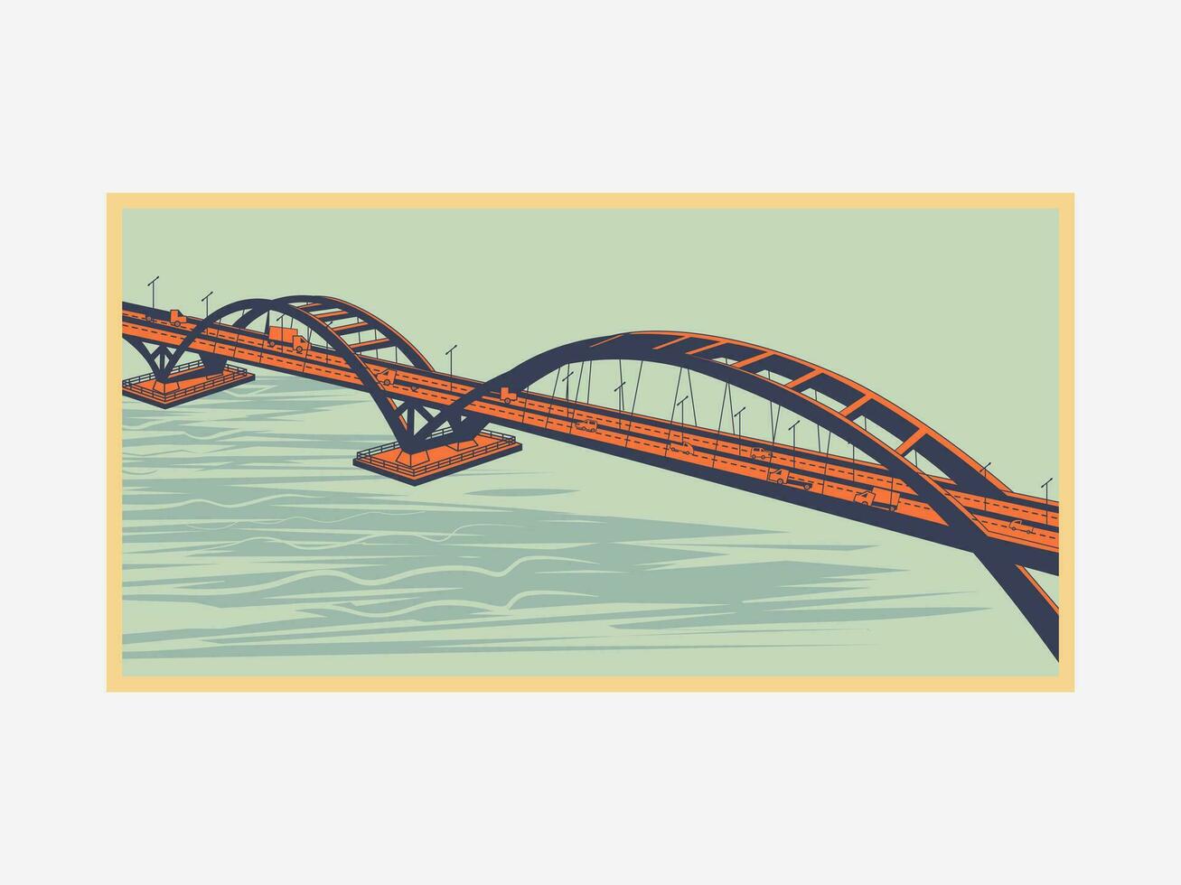 bridge graphic vector illustration in vintage style, suitable for wall decoration, wallpaper, etc.