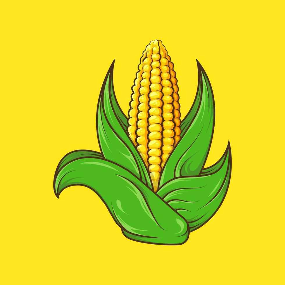 Illustration vector graphic of corn, suitable for kitchen room illustration, children's drawing book, advertisement,etc