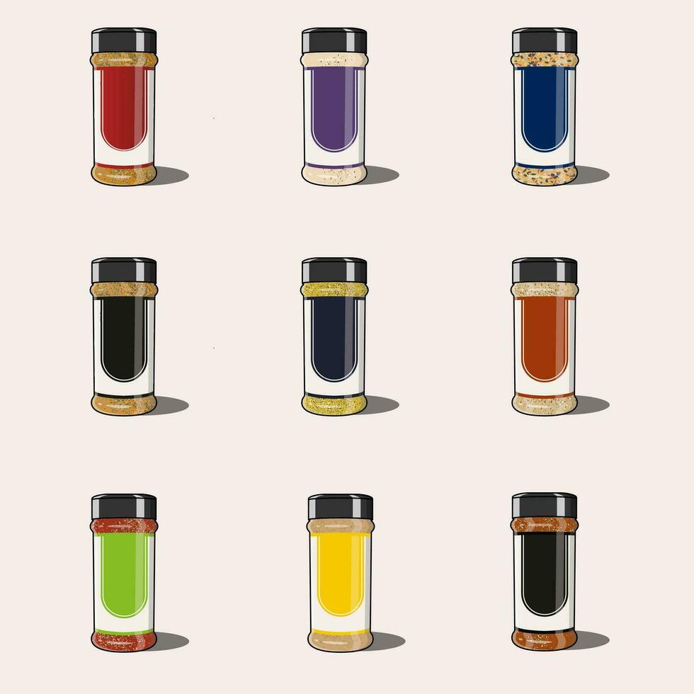 un colección de gráfico ilustraciones de botellas con varios contenido, tal como arena, adecuado para esos de usted quien tener similar productos y necesitar un botella diseño para el embalaje. vector