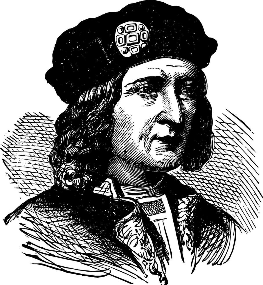 Richard III of England, vintage illustration vector