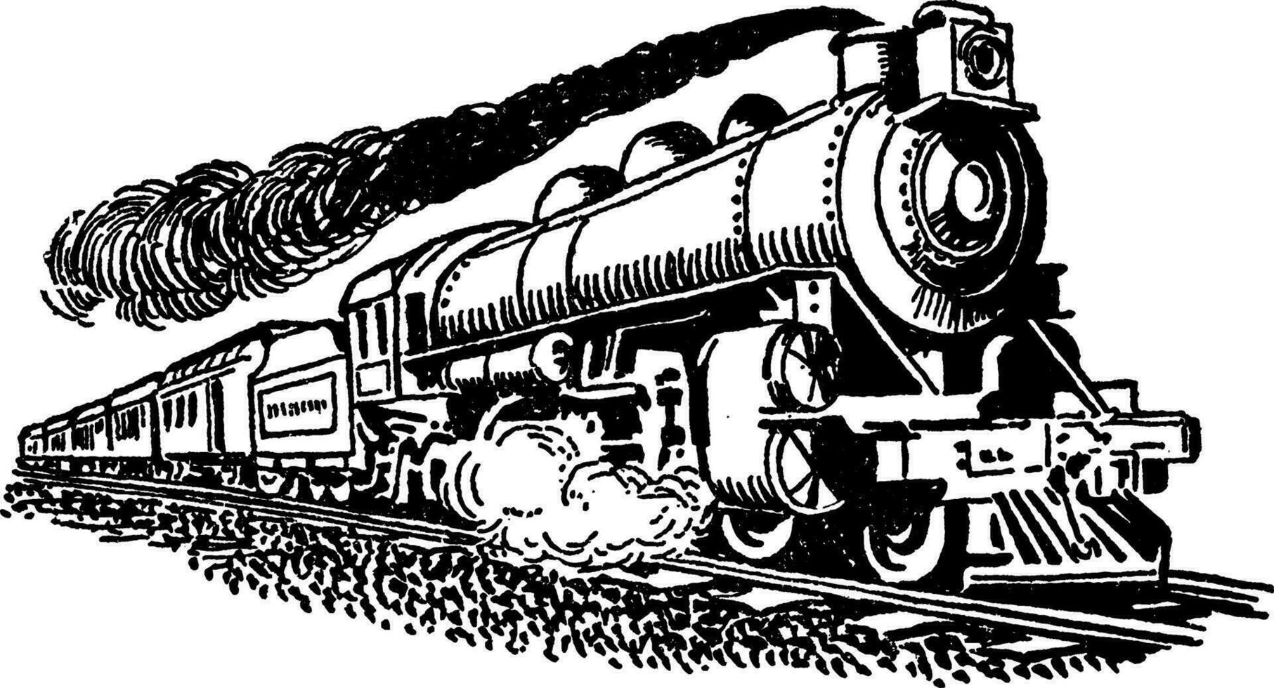 Steam Train, vintage illustration. vector