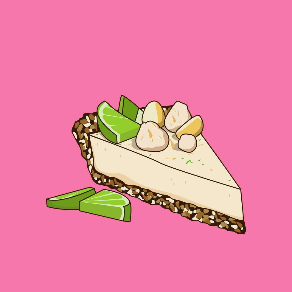 illustration vector graphic of key lime pie, fit for food menu illustrations, kitchen paintings, children's drawings, wallpapers, etc