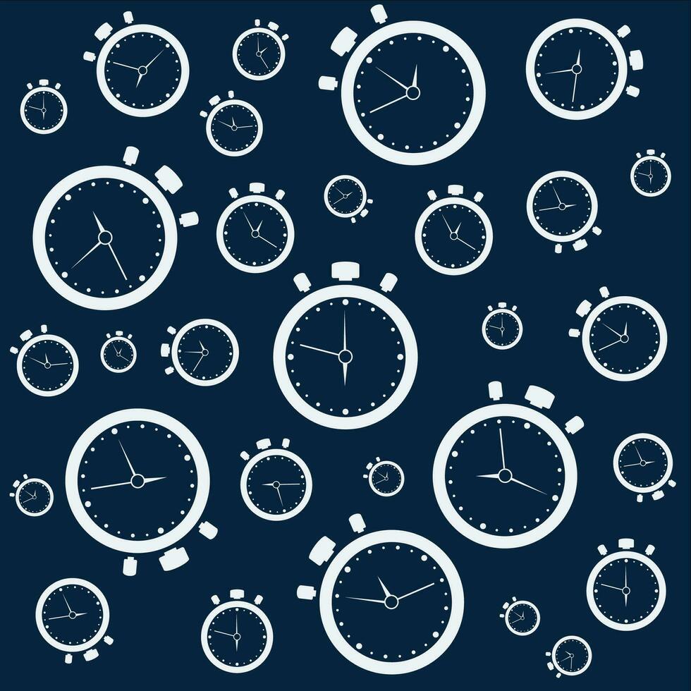 Time background. Endless pattern with watches, hourglasses and clocks. vector