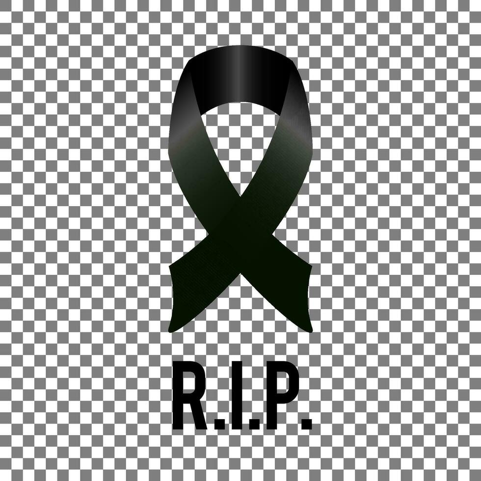 Black ribbon for rest in peace R.I.P. vector