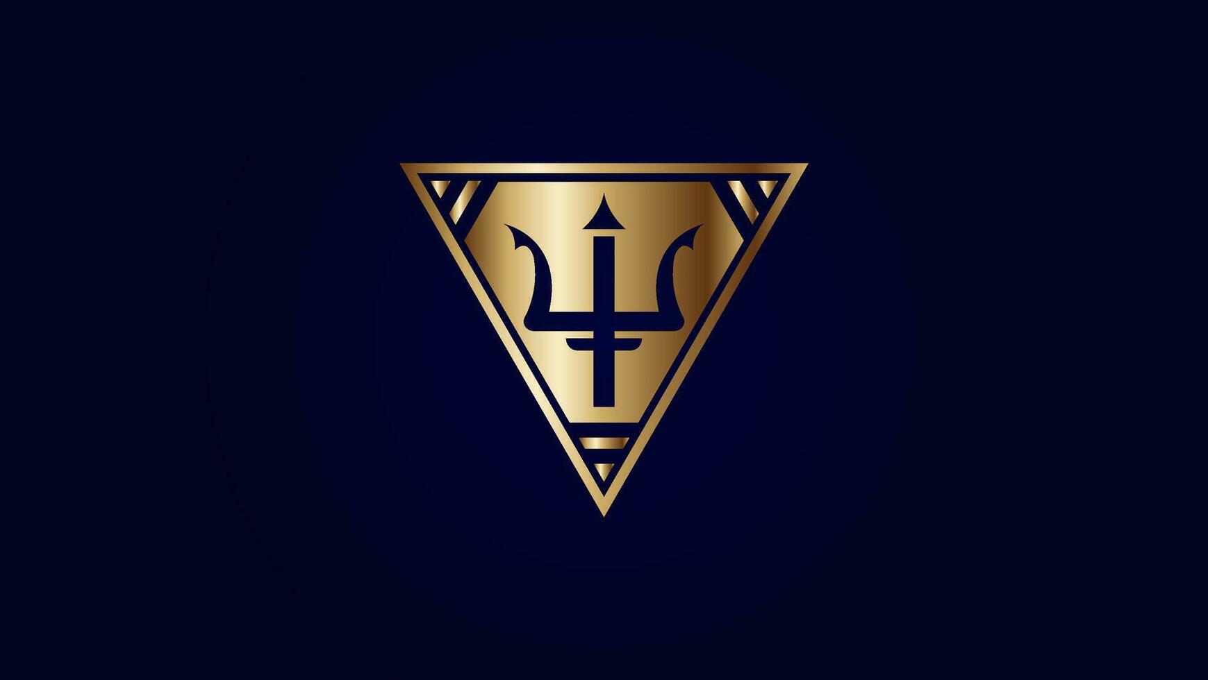 golden trident logo.logo is suitable for something luxurious and powerful vector