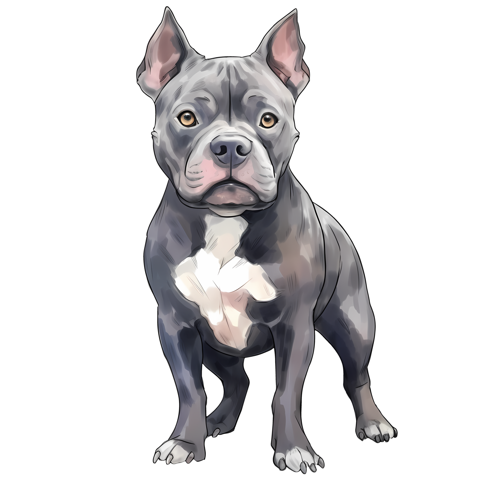 AI generated Cute American Pitbull Puppy Watercolor Clipart ...