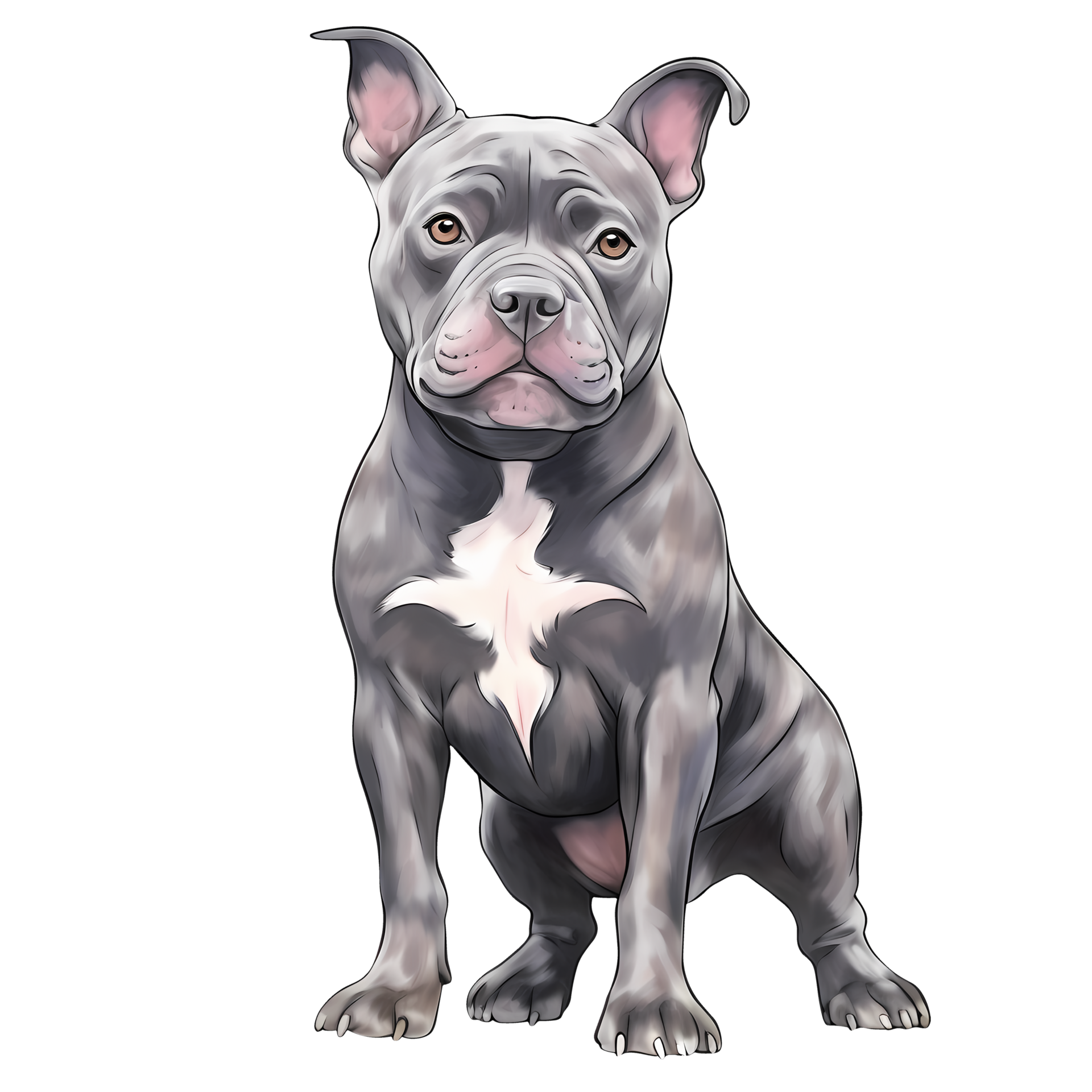 AI generated Cute American Pitbull Puppy Watercolor Clipart ...