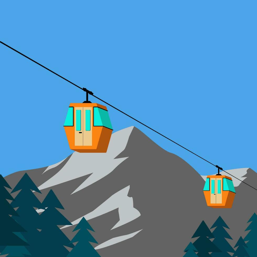 illustration mountain gondola vector,illustration landscape vector