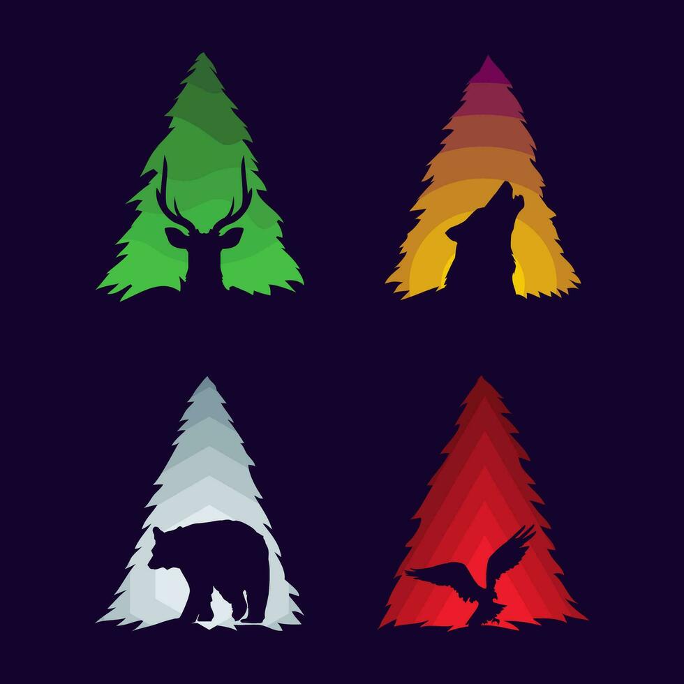 illustration vector graphic of animal and tree,fit for logos about the wild