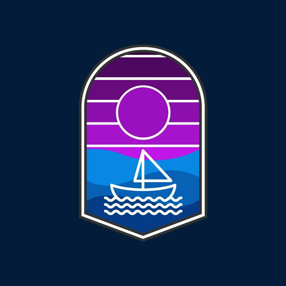 illustration vector graphic of sailboat emblem.perfect for logos about oceans and seas