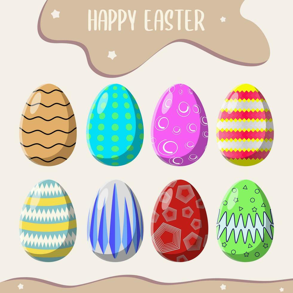 Collection of colorful easter eggs illustration vector.Happy easter day vector