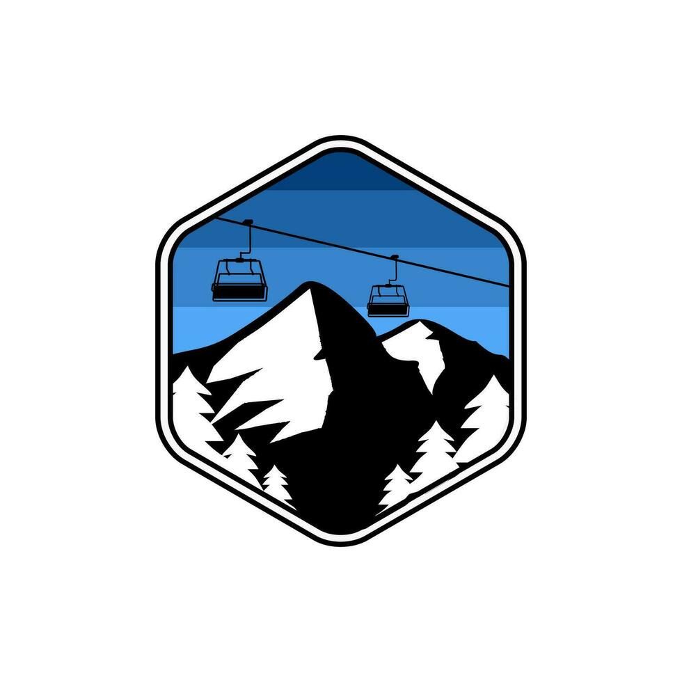 diseño ilustración montaña y esquí levantar prima vector