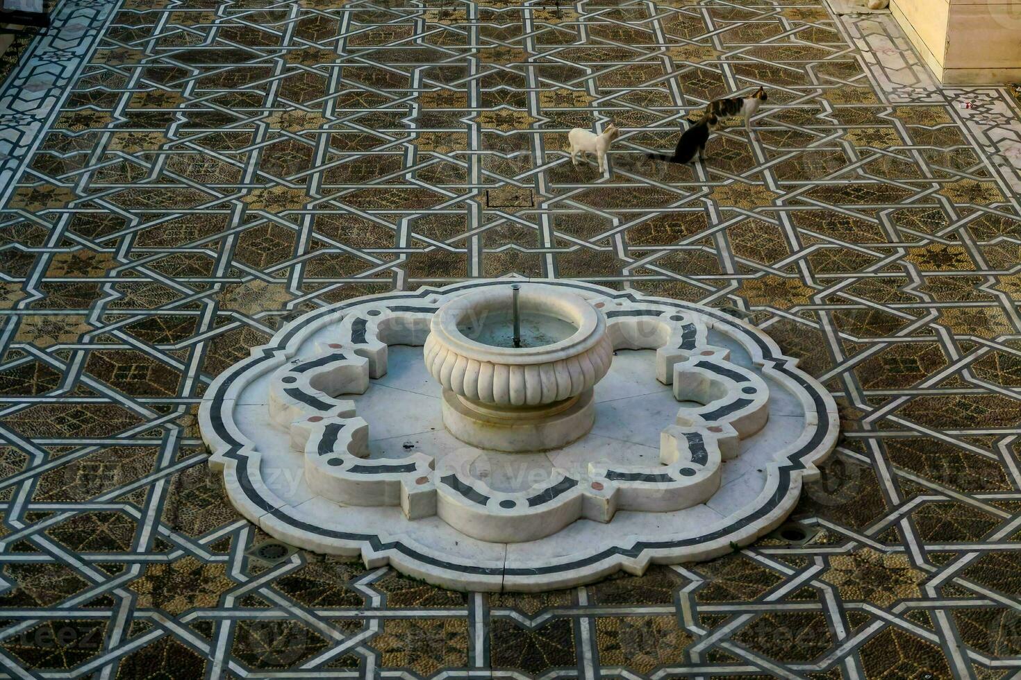 a fountain in the courtyard of a building photo