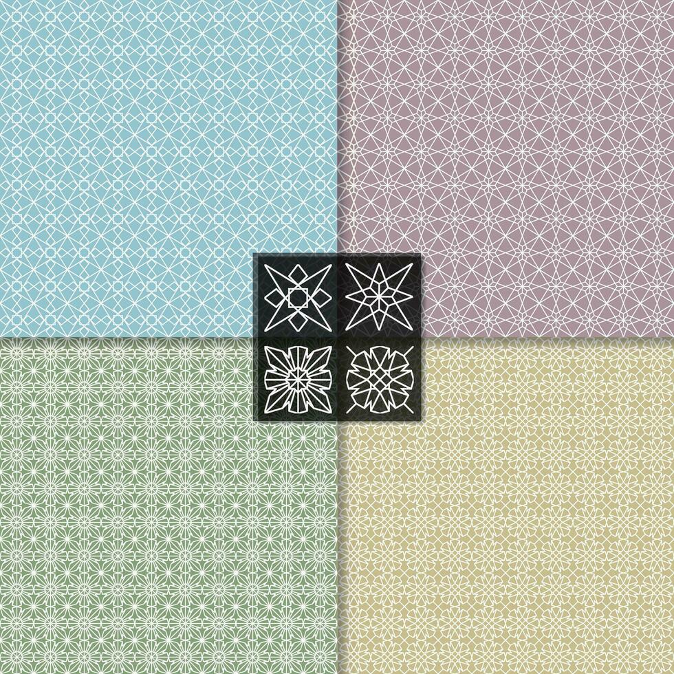 Four seamless line patterns, backgrounds vector