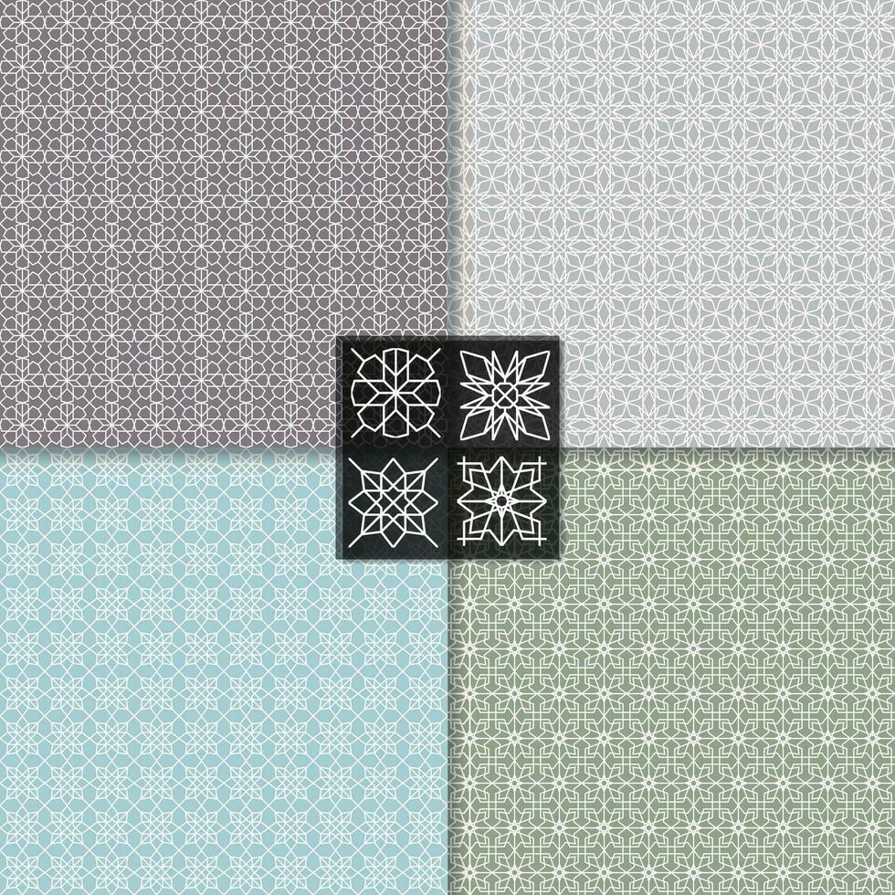 Four seamless line patterns, backgrounds vector