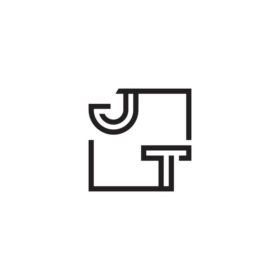JT futuristic in line concept with high quality logo design vector