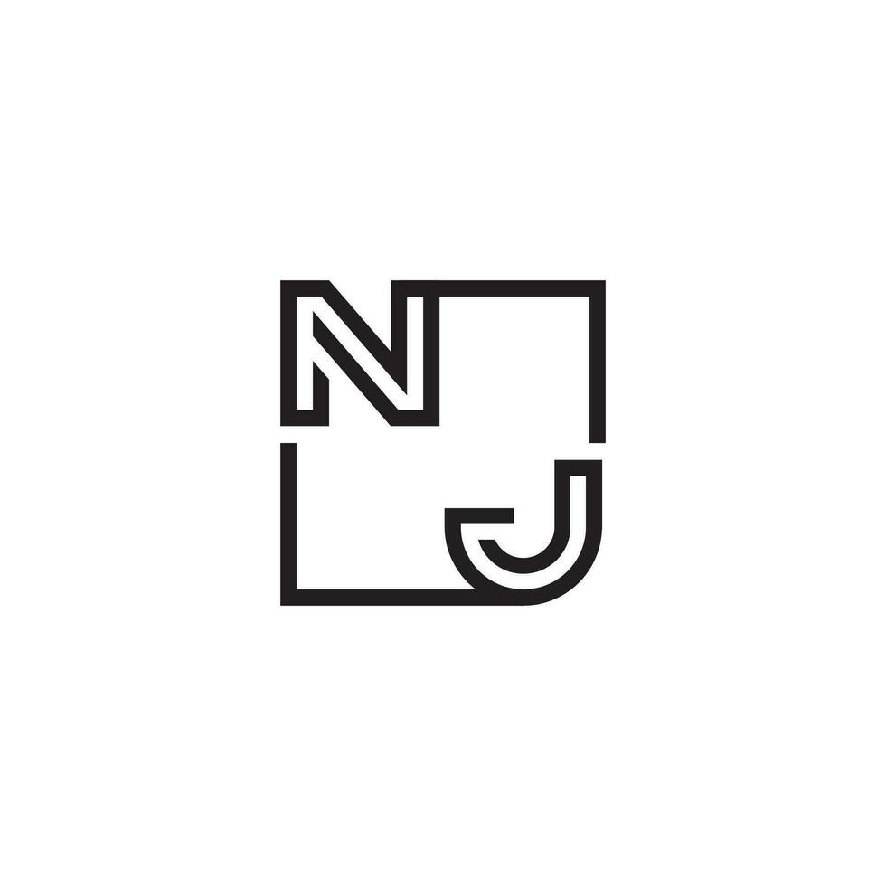 NJ futuristic in line concept with high quality logo design vector