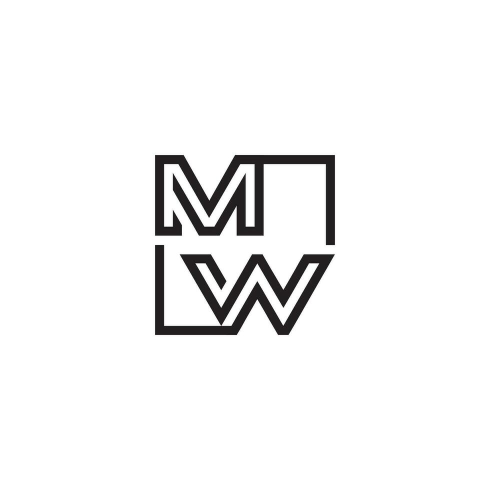 MW futuristic in line concept with high quality logo design vector